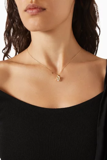 Cleo Diamond & Creamy Agate Huggie Pendant Necklace in 18kt Gold