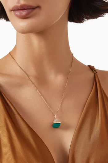 Cleo Rev Midi Diamond & Agate Pendant Necklace in 18kt Rose Gold