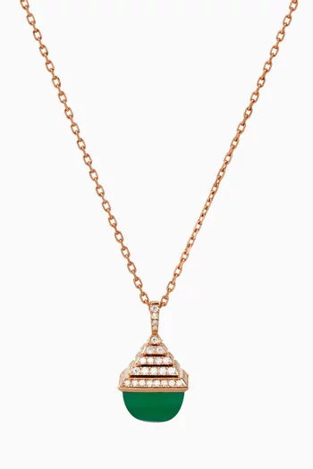 Cleo Rev Midi Diamond & Agate Pendant Necklace in 18kt Rose Gold