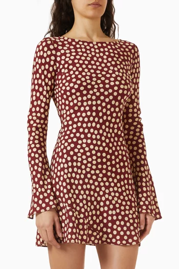 فستان بريجيت بنقشة منقطة حرير جيانهونغ كريب