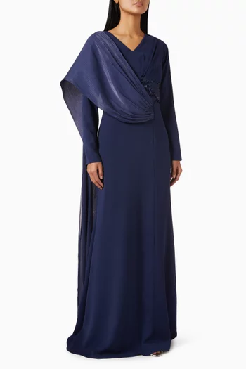 فستان بكاب مزين بتطريزات
