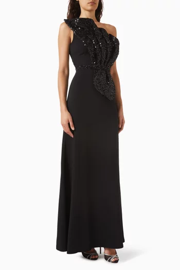 Sequin-embellished Sash Maxi Dress