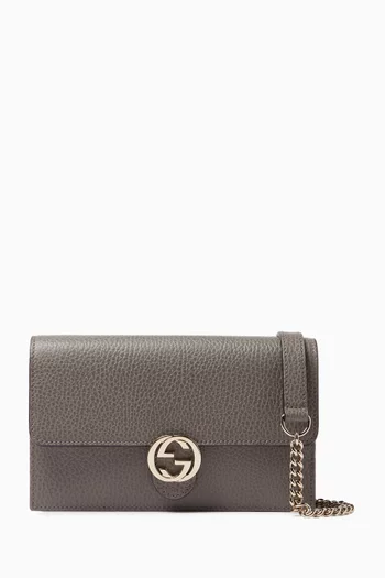 حقيبة دولار صغيرة بسلسلة وشعار حرفي GG متداخلين جلد