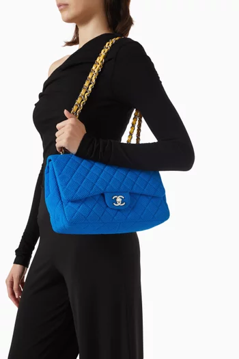 حقيبة كلاسيكية جامبو بغطاء قلاب جيرسيه بثقوب