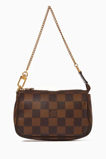 حقيبة إكسسوارات ميني قنب بنقشة مربعات ولون داكن