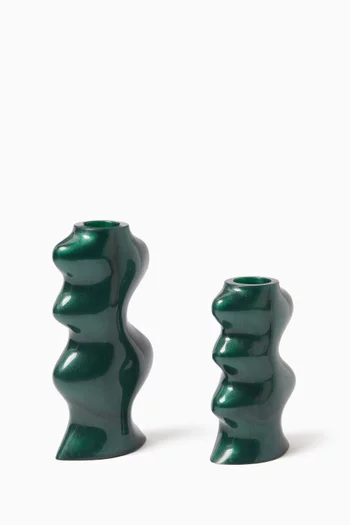 طقم حوامل شموع ليا بتصميم مموج، قطعتان