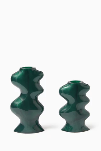 طقم حوامل شموع ليا بتصميم مموج، قطعتان