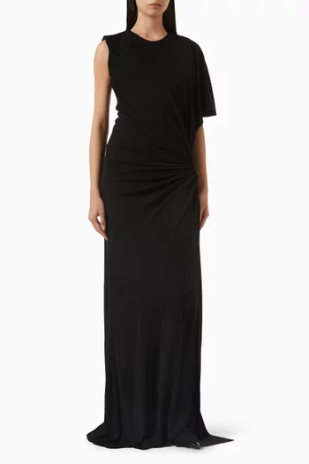 فستان بلا أكمام مزين بدرابيه وحلية مرصعة بالكوارتز جيرسيه