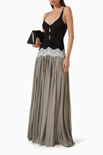 فستان فيرنر بتصميم بلا أكمام مزين بفتحات ملفوفة مزيج رايون