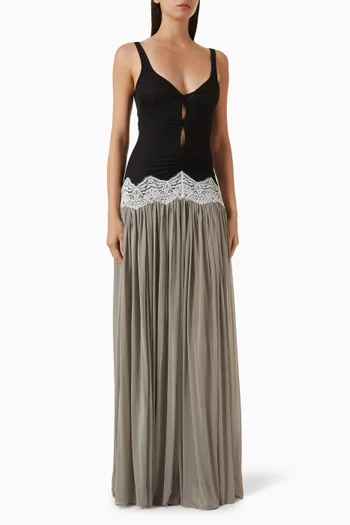 فستان فيرنر بتصميم بلا أكمام مزين بفتحات ملفوفة مزيج رايون