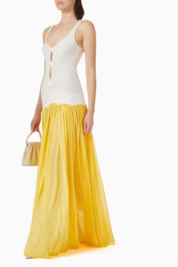 فستان فيرنر بتصميم بلا أكمام مزين بفتحات ملفوفة مزيج رايون