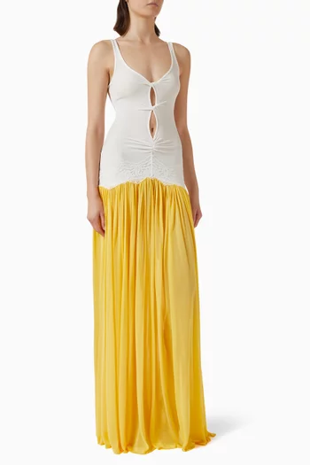 فستان فيرنر بتصميم بلا أكمام مزين بفتحات ملفوفة مزيج رايون