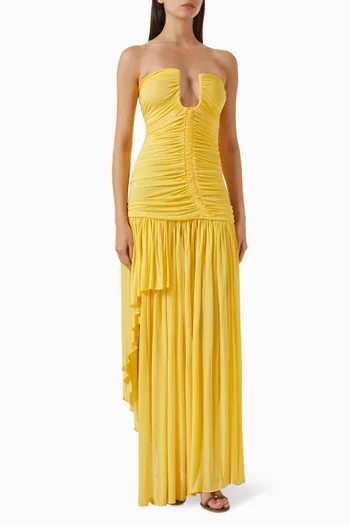 فستان سهرة أوريون بتصميم بلا حمالات مزين بفتحة مقوسة مزيج رايون