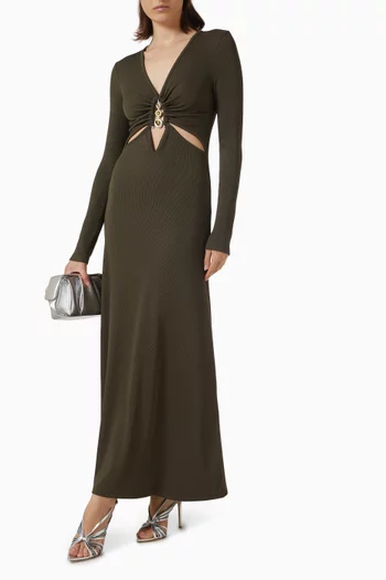 فستان بفتحات بدلاية مرصعة بالكريستال