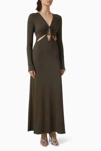 فستان بفتحات بدلاية مرصعة بالكريستال