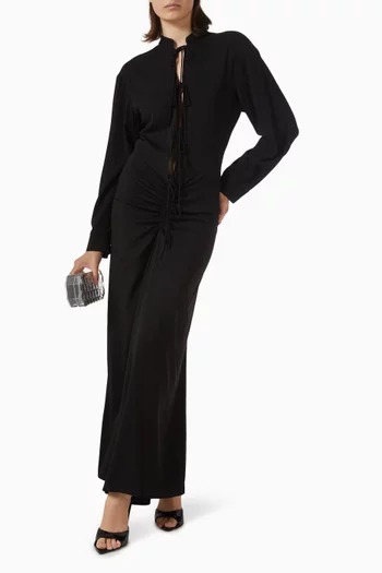 فستان بيرتويا بكشكش مزيج فيسكوز