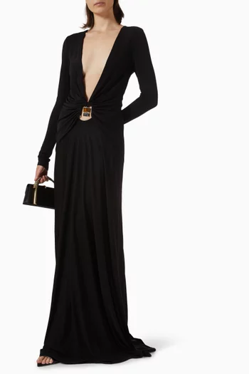 فستان بكشكش وحلية مرصعة بالكوارتز جيرسيه