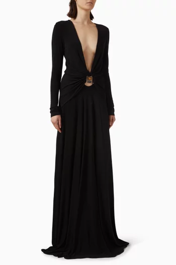 فستان بكشكش وحلية مرصعة بالكوارتز جيرسيه