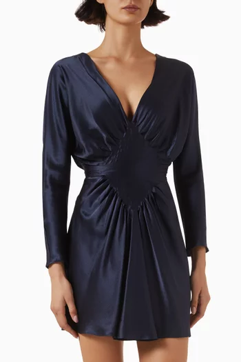 فستان قصير بكشكش حرير ستان