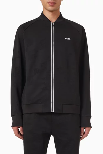 Triangle-jacquard Zip-up Sweatshirt