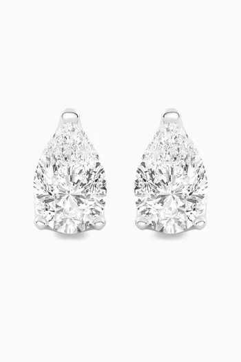 3ct Each Pear Diamond Stud Earrings in 18kt White Gold
