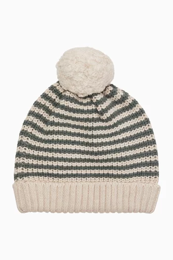 قبعة بيني اوتو مخططة بنسيج من مزيج قطن عضوي