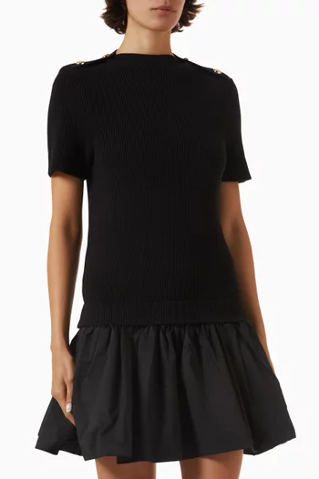 فستان قصير مزيج قطن مضلع