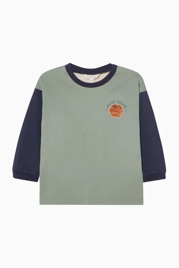 تي شيرت وايلد سايد بطبعة كرة سلة للأولاد الرضع قطن