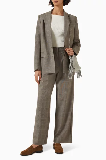 جاكيت بدل بنقشة مربعات مزيج صوف