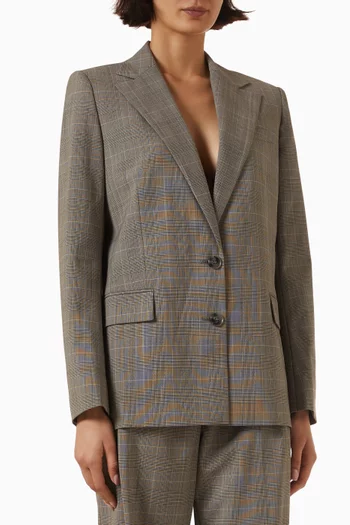 جاكيت بدل بنقشة مربعات مزيج صوف