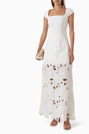 Elizabeth A-line Maxi Dress in Broderie