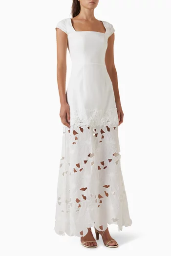 Elizabeth A-line Maxi Dress in Broderie