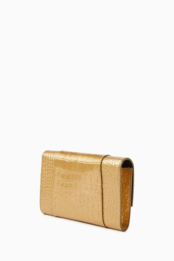 Hourglass Wallet on Chain in Croc-embossed Leather
