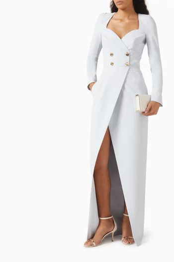 فستان سهرة بلوجا بصفي أزرار كريب اليزابيتا فرانكي × برونوفياس