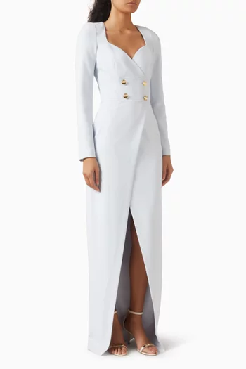 فستان سهرة بلوجا بصفي أزرار كريب اليزابيتا فرانكي × برونوفياس