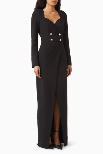 فستان سهرة بلوجا بصفي أزرار كريب اليزابيتا فرانكي × برونوفياس