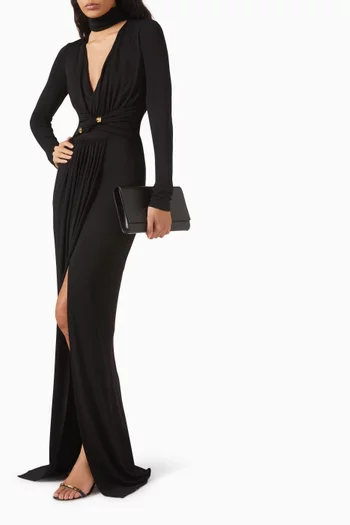 فستان طويل بدرابيه ووشاح حول الرقبة‏ جيرسيه اليزابيتا فرانكي × برونوفياس