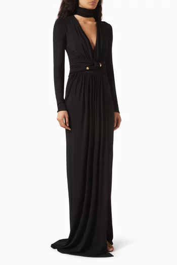 فستان طويل بدرابيه ووشاح حول الرقبة‏ جيرسيه اليزابيتا فرانكي × برونوفياس