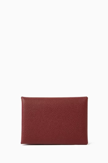 حافظة بطاقات كالفي بتصميم مزدوج جلد ايبسوم غير مستعملة