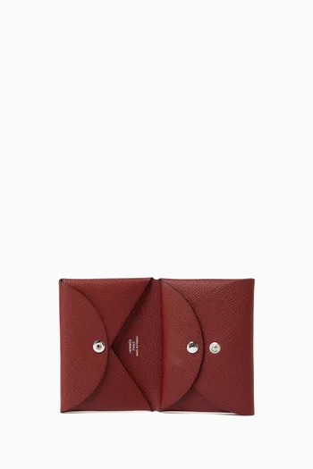 حافظة بطاقات كالفي بتصميم مزدوج جلد ايبسوم غير مستعملة