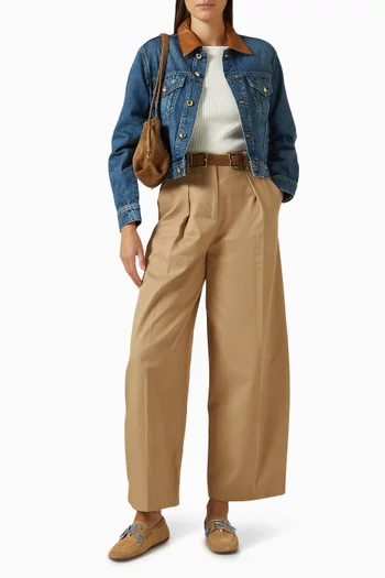 جاكيت بافين بياقة من الجلد دينم