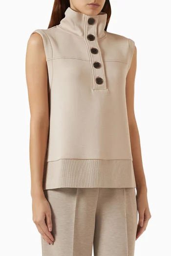 بلوزة كونال بلا أكمام وأزرار قماش دابل سوفت