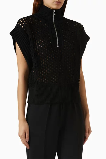 بلوزة جينز بسحّاب قصير قماش منسوج