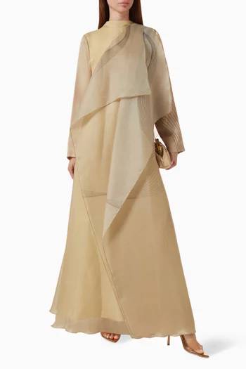 Printed Ruffle Maxi Dress in Organza