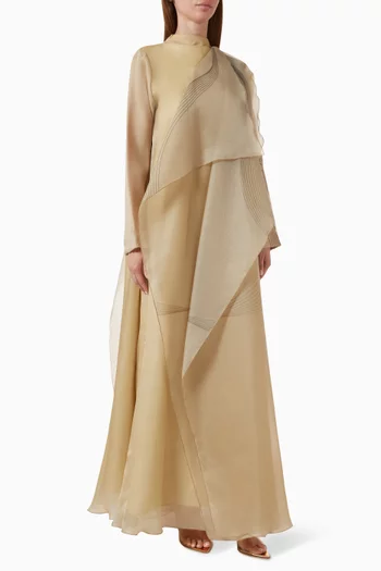 Printed Ruffle Maxi Dress in Organza