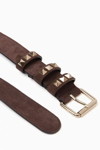 Rockstud Belt in Suede