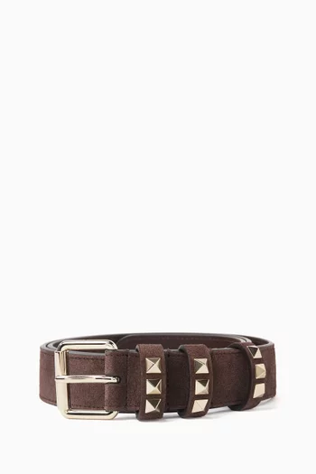 Rockstud Belt in Suede