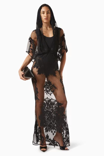 Super Hooded Gown in Damask Lace