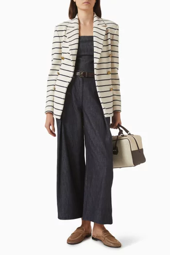 جاكيت بنقشة مخططة قماش منسوج