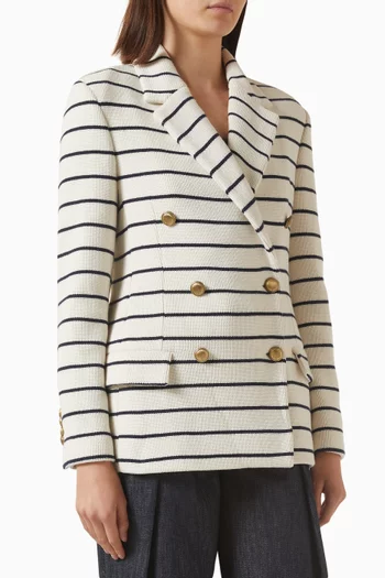 جاكيت بنقشة مخططة قماش منسوج